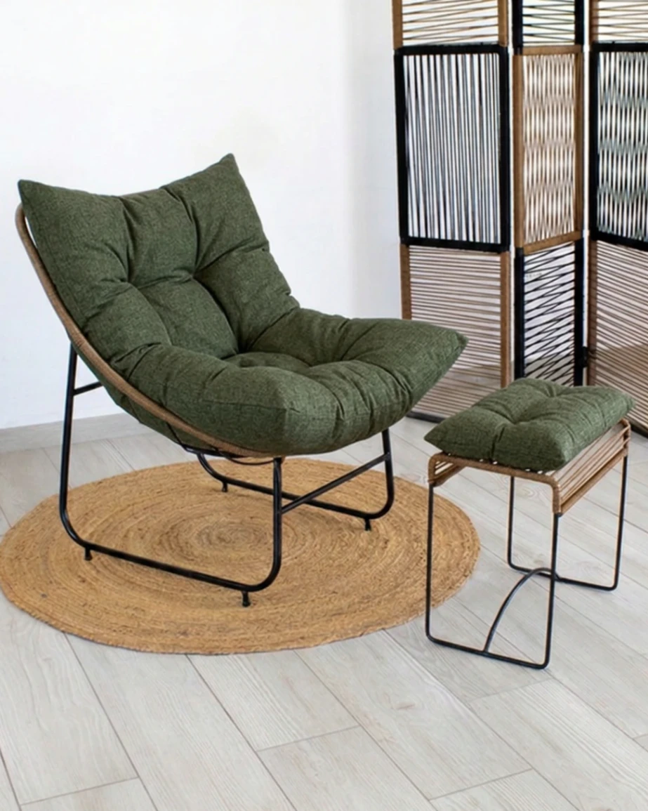 Sillón Homero Verde Seco con Apoya pies
