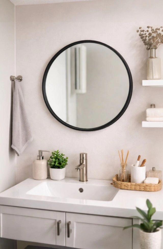 Espejo Circular Simil Negro 70 Cm