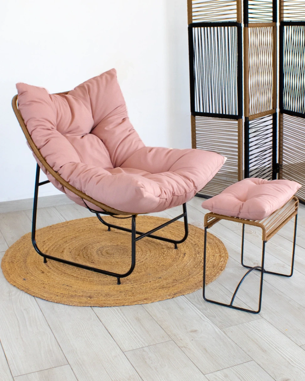 Sillón Homero Rosa Viejo con Apoya pies