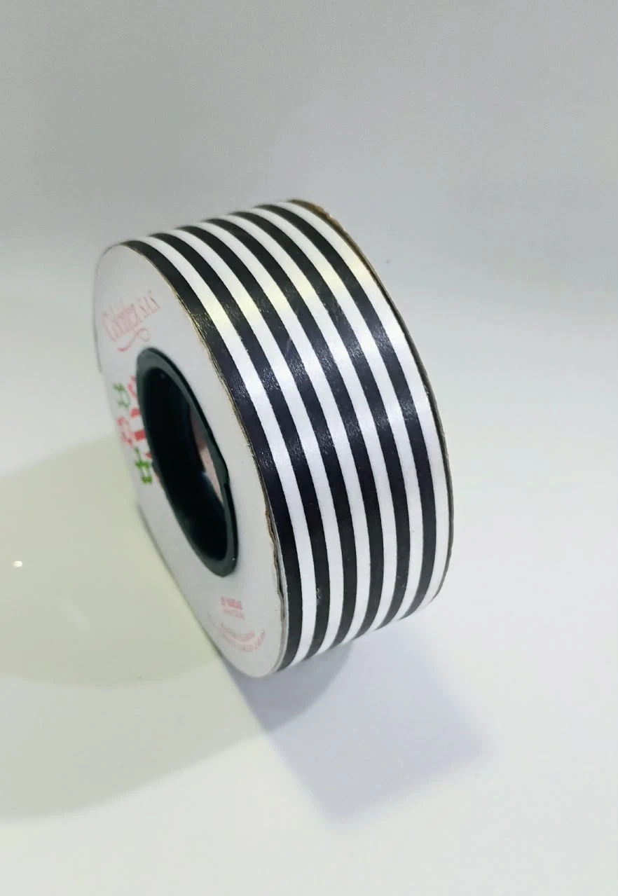CE9X25|P11-17 CINTA ESTAMPADA LINEAS NEGRO PLATA
