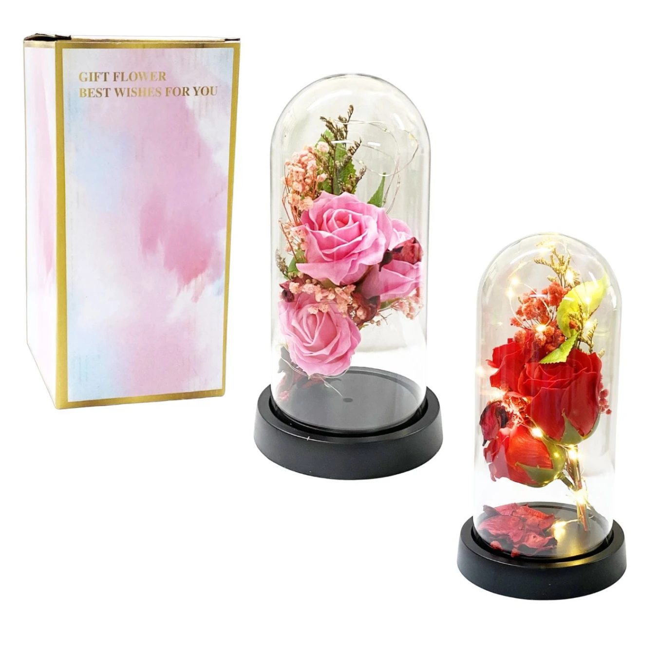 CS-14002 RAMO ROSAS ARTIFICIALES CON LUZ ENCAPSULADAS