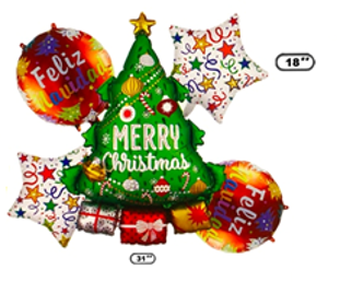 CS-6985 KIT BUQUET GLOBO ÁRBOL FELIZ NAVIDADX5