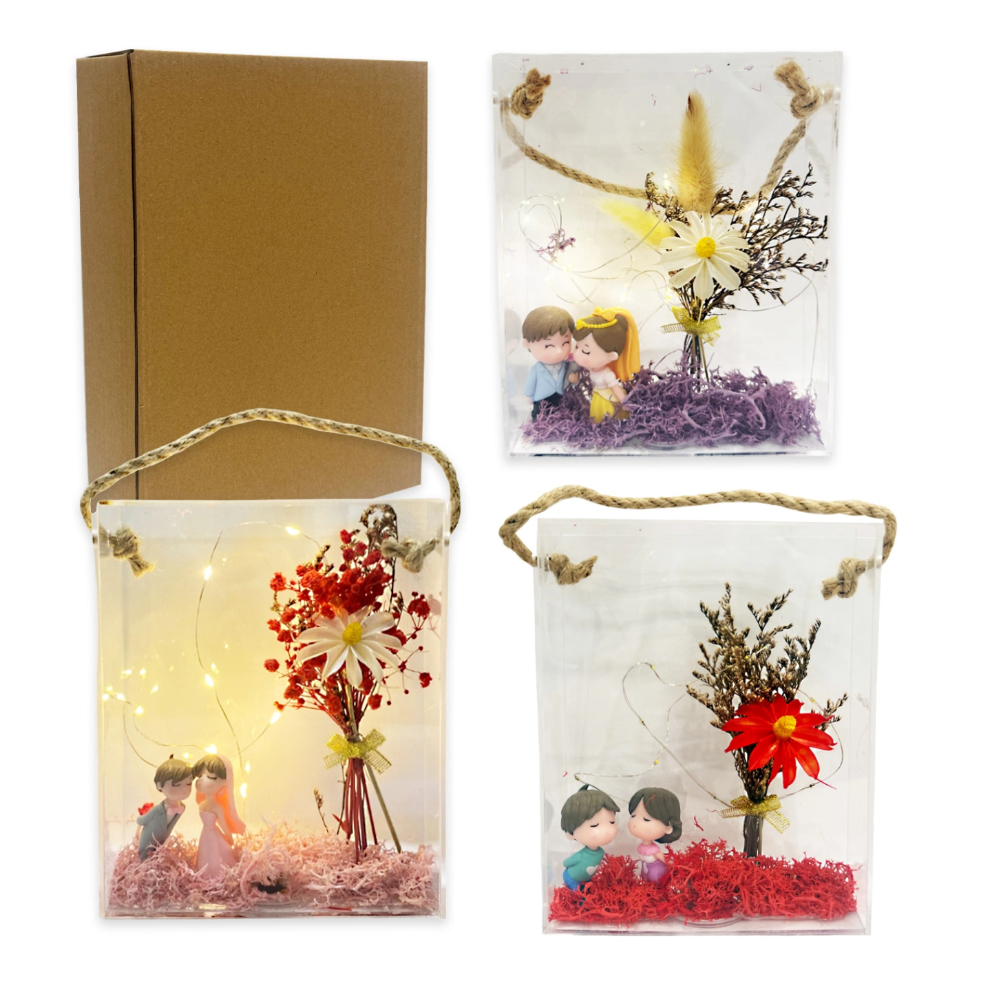 CS-14091 FLORES ARTIFICIALES CON NOVIOS Y LUZ