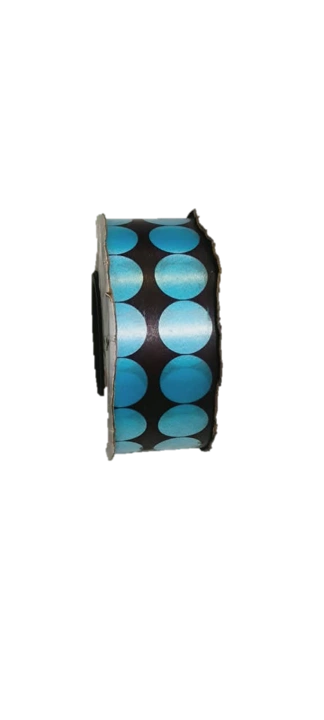 CE9X25-001 CINTA ESTAMPADA CAFÉ CON CIRCULOS AZUL GRANDES