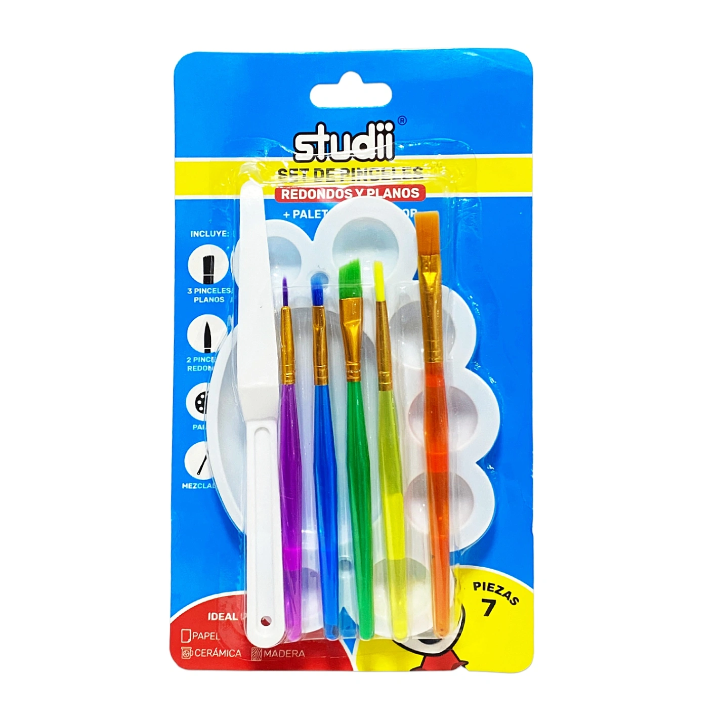 STD275 SET DE PINCEL X 5 CON BANDEJA Y MEZCLADOR