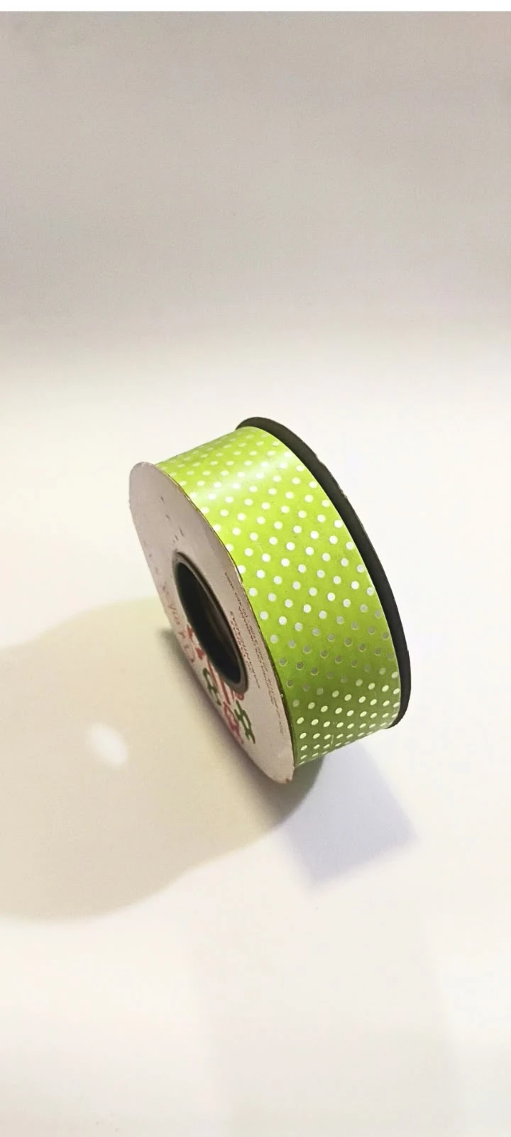 CE50-006 CINTA ESTAMPADA VERDE LIMON PUNTOS BLANCOS