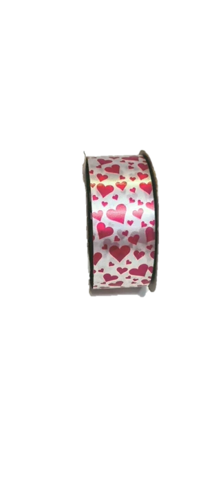 CE9X25-001 CINTA ESTAMPADA BLANCA CORAZONES ROJOS