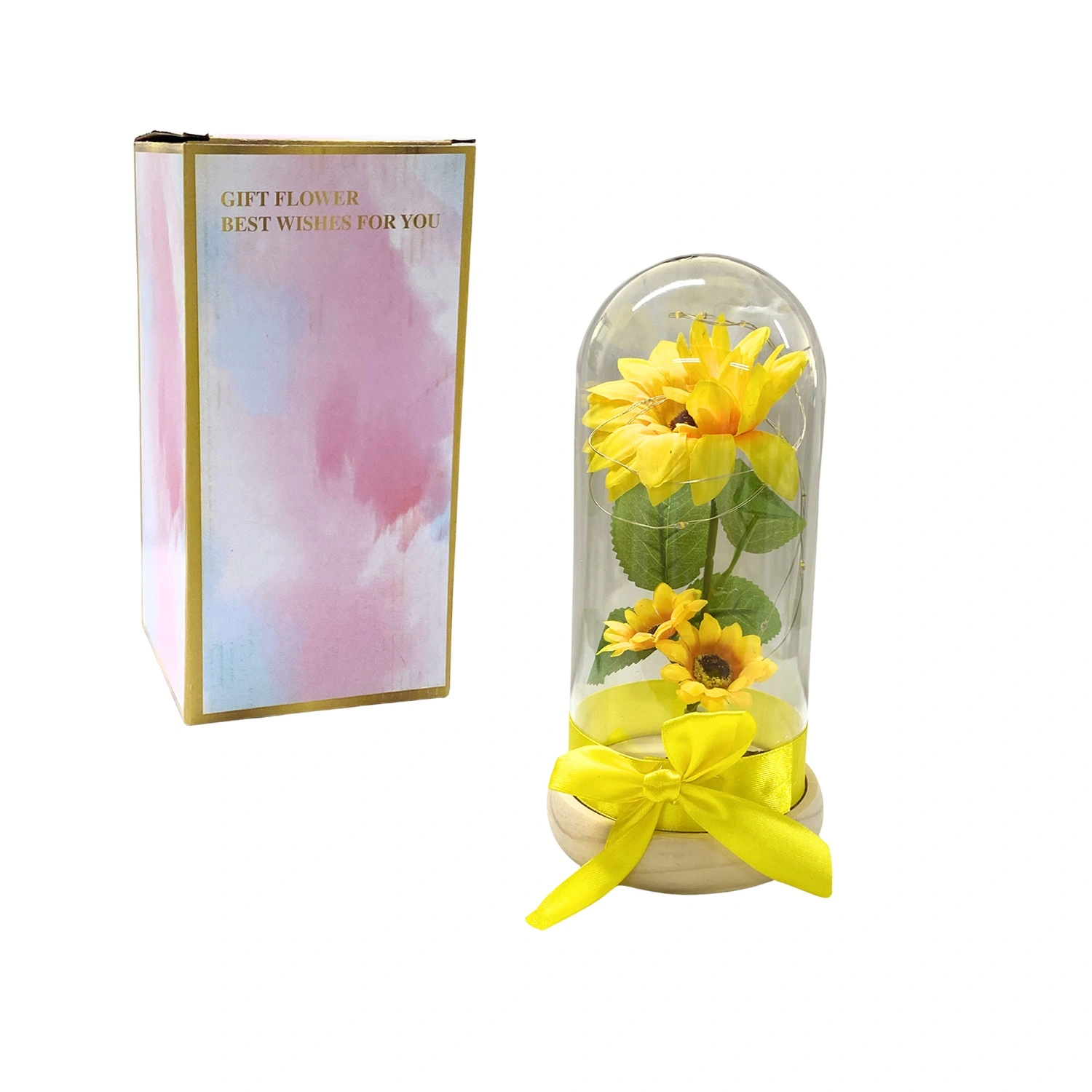 CS-14017-2-1 GIRASOL ARTIFICIAL ENCAPSULADO CON LUZ