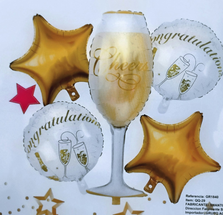 QQ-29 BOUQUET CHAMPAÑA CONGRATULATIONS X 5