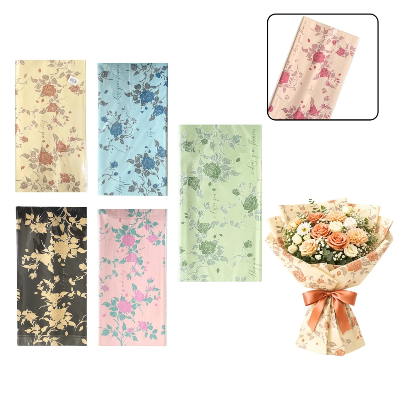 CS-13831 PAPEL COREANO ROSAS SURTIDO X20