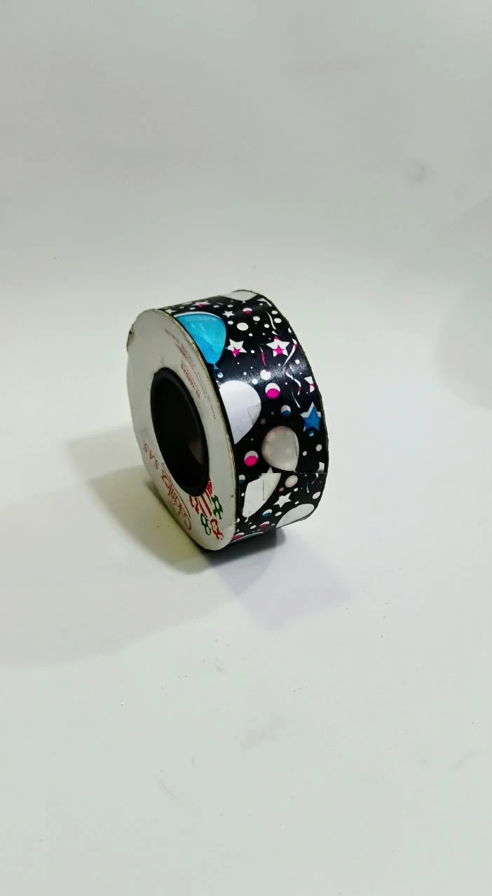 CE9X25-001 CINTA ESTAMPADA NEGRA CON GLOBOS DE COLORES