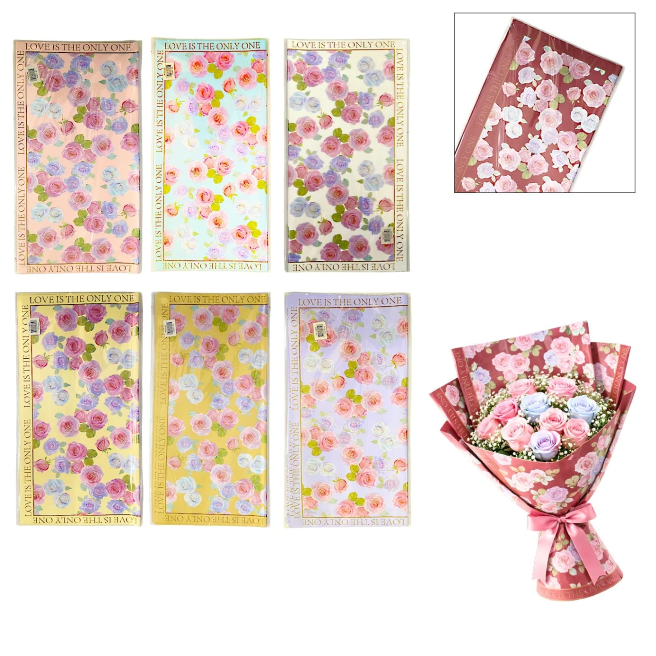 CS-13825 PAPEL COREANO ROSAS SURTIDO X20