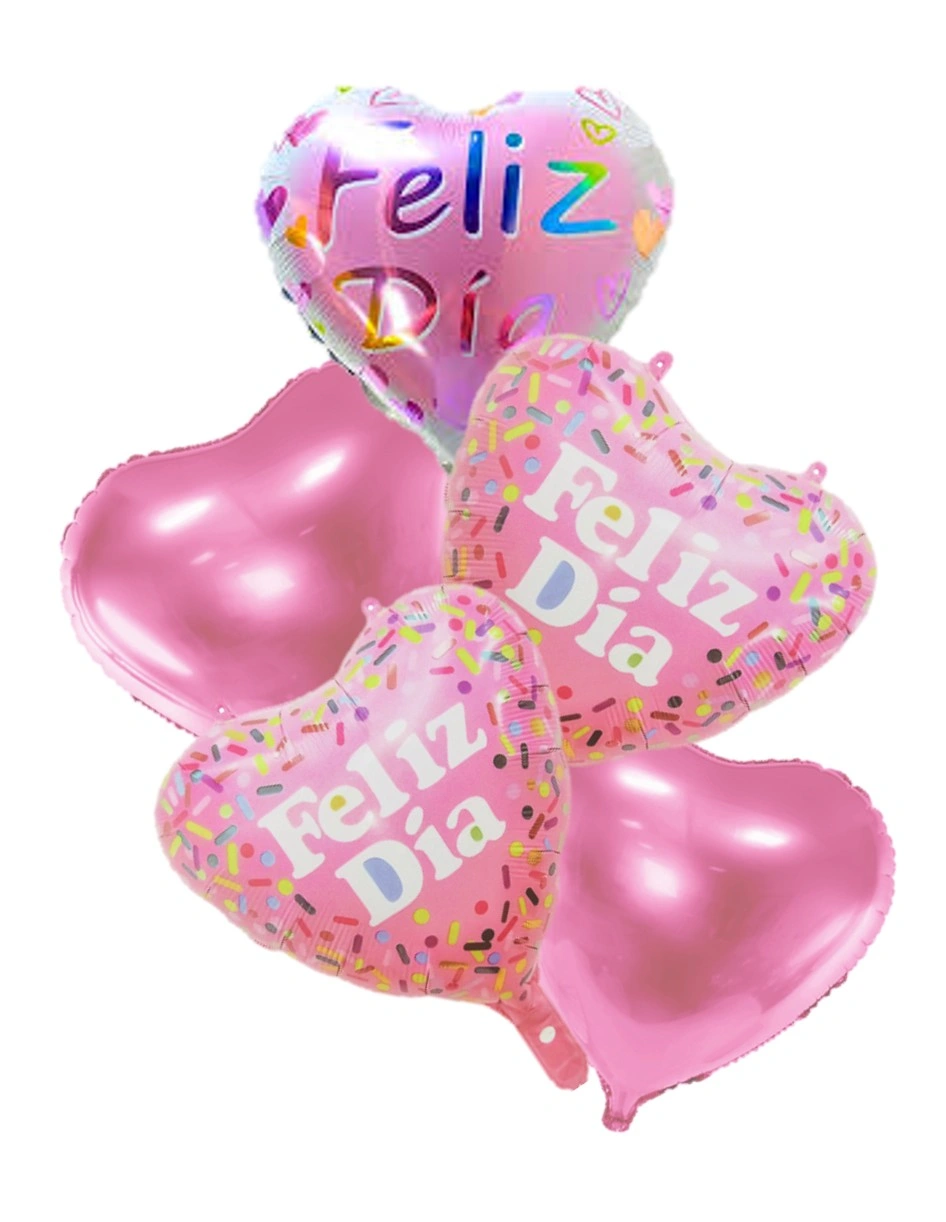 CS-5938 KIT GLOBOS CORAZONES FELIZ DIA X5