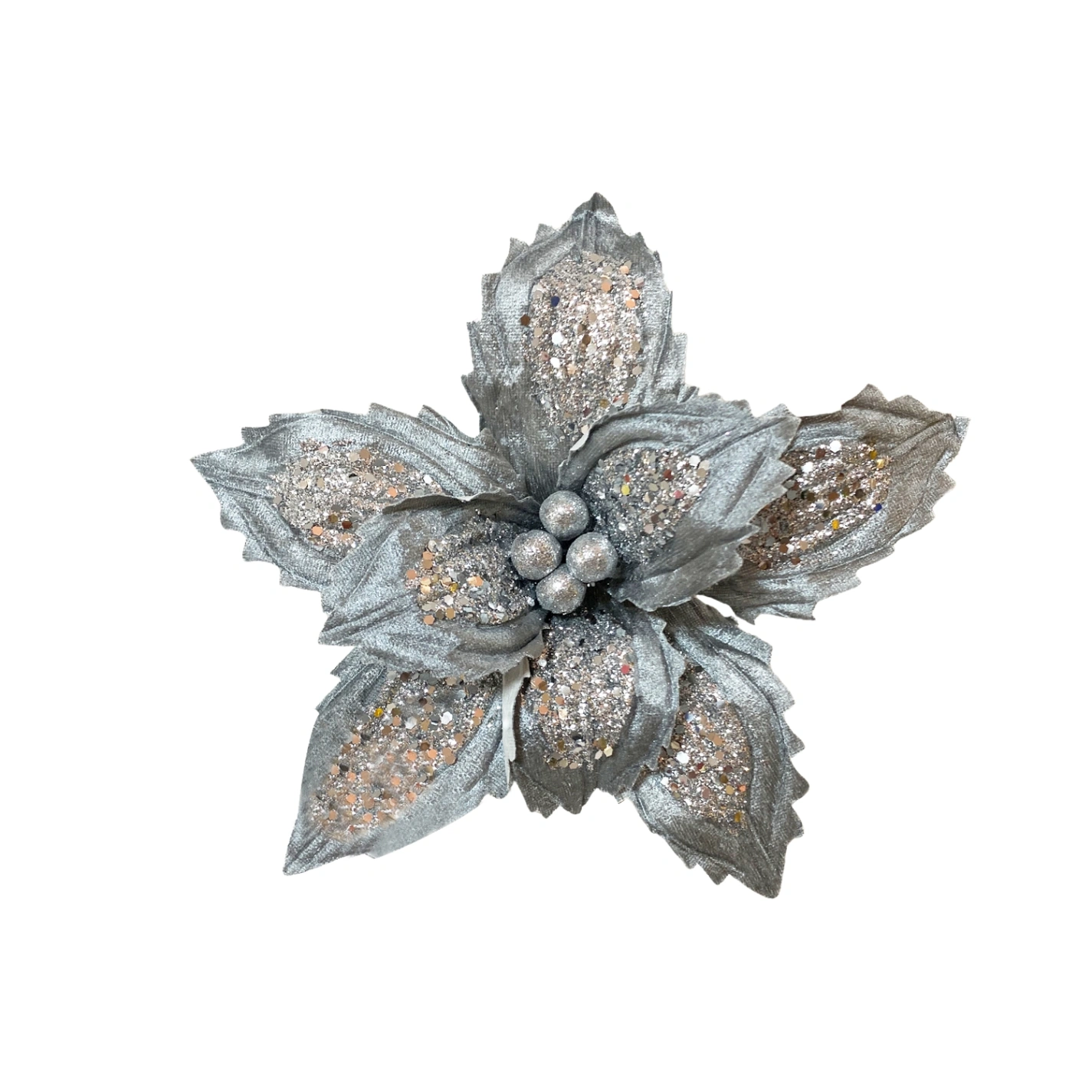 NA-TJ26-436P FLOR NAVIDEÑA PLATEADA