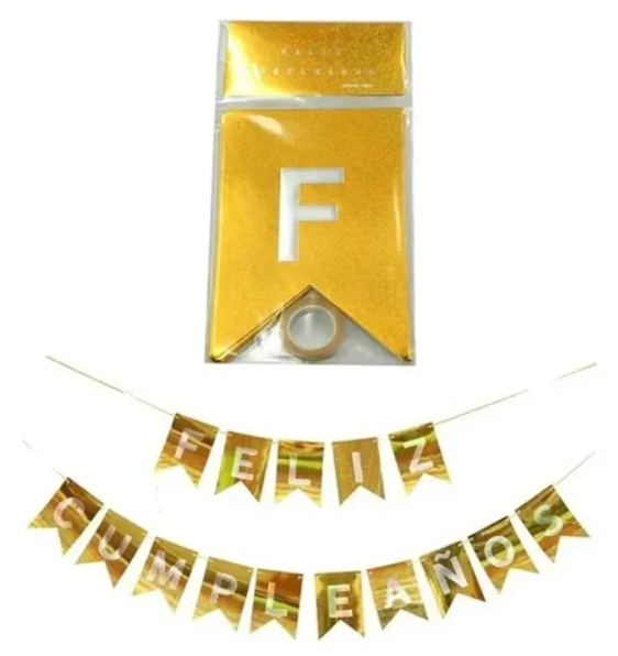 ALI-6 BANDERIN METALIZADO FELIZ CUMPLEAÑOS