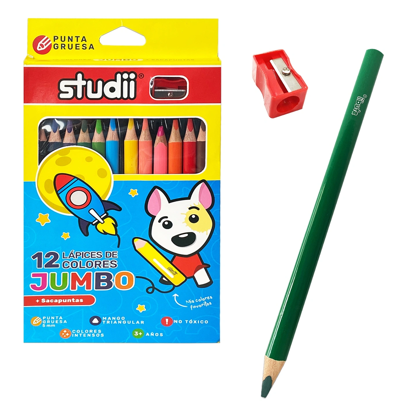 STD101 CAJA COLOR JUMBO X 12 CON SACAPUNTA