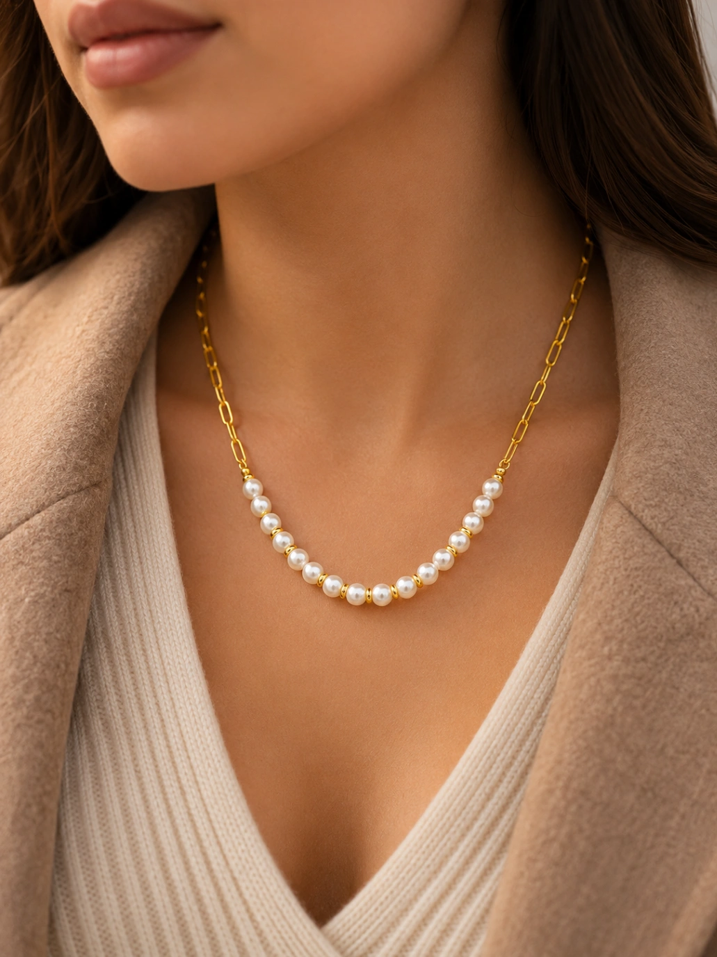 Collar perla con balines SXA1208150 OLS-PERLA