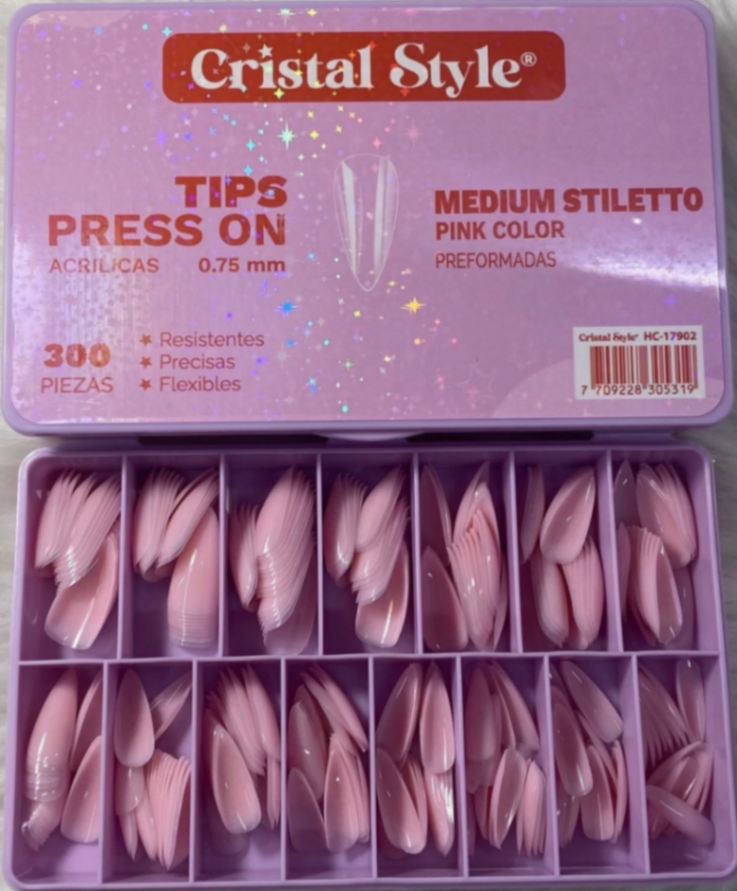 Press On Stiletto Pink x300 *Cristal Style