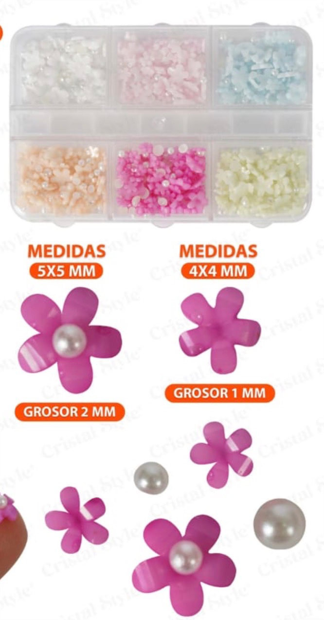 Flores en 3D color pastel x6 *Cristal Style