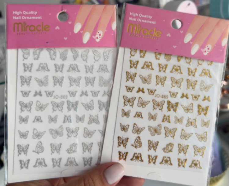 Stikers Mariposa Dorada y Plata