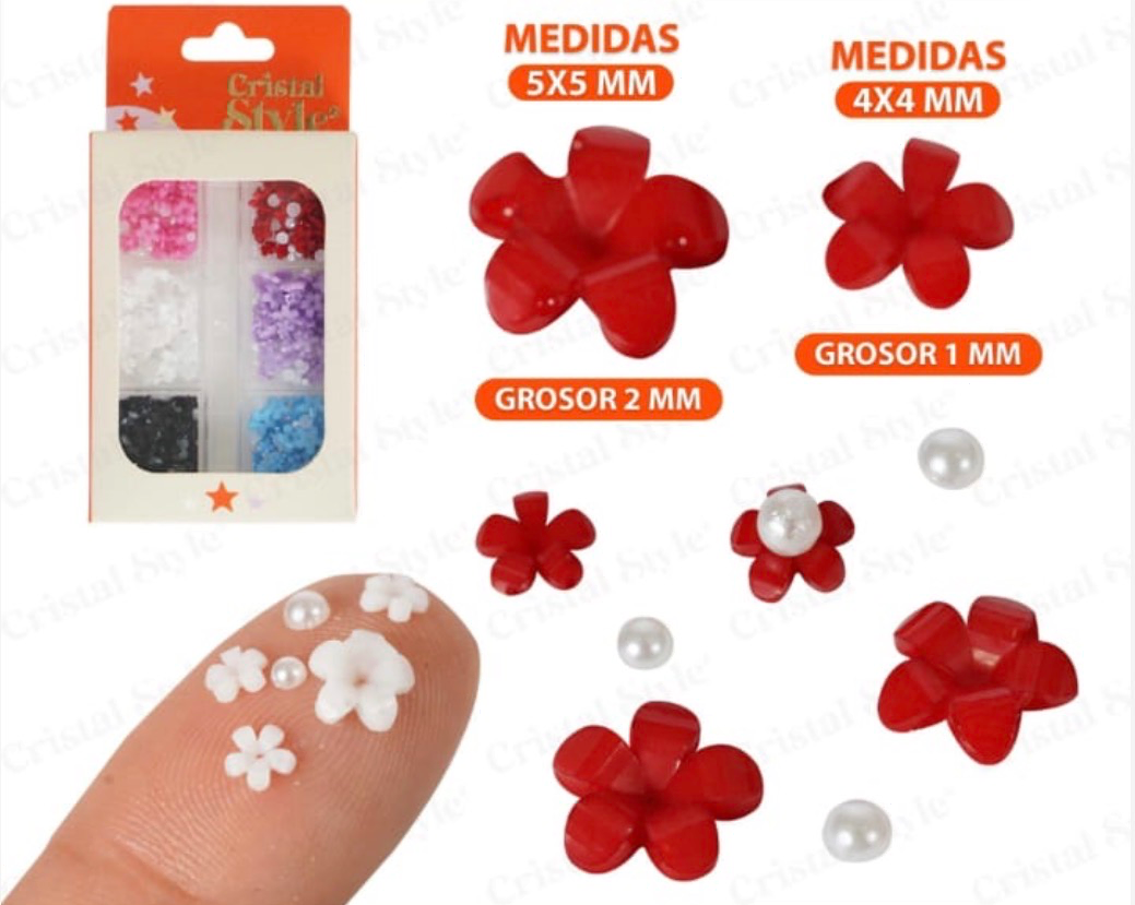 Flores en 3D x6 *Cristal Style
