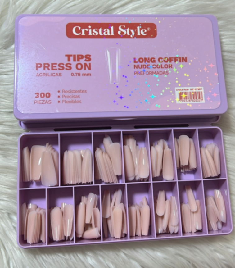 Press On Coffin Larga Nude *Cristal Style