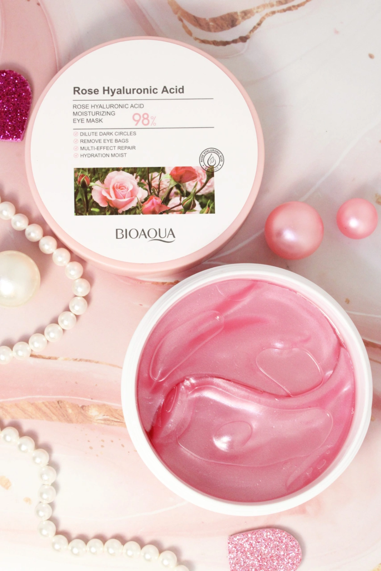 Colágeno de ojeras en cajita de rosas y ácido hialurónico Bioaqua