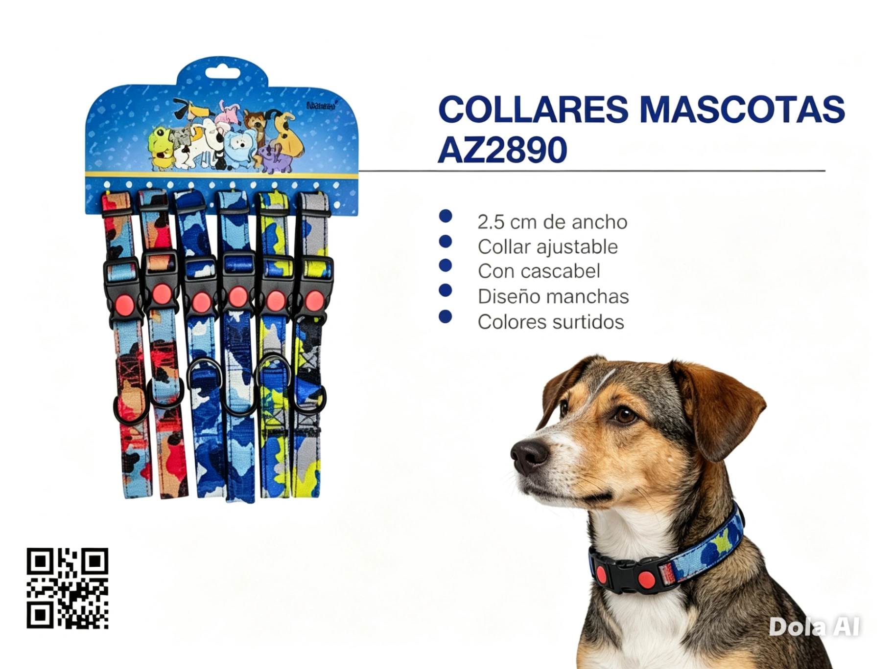 COLLAR CON BOTON DE SEGURIDAD DISEÑO MANCHAS P CAMUFLADA