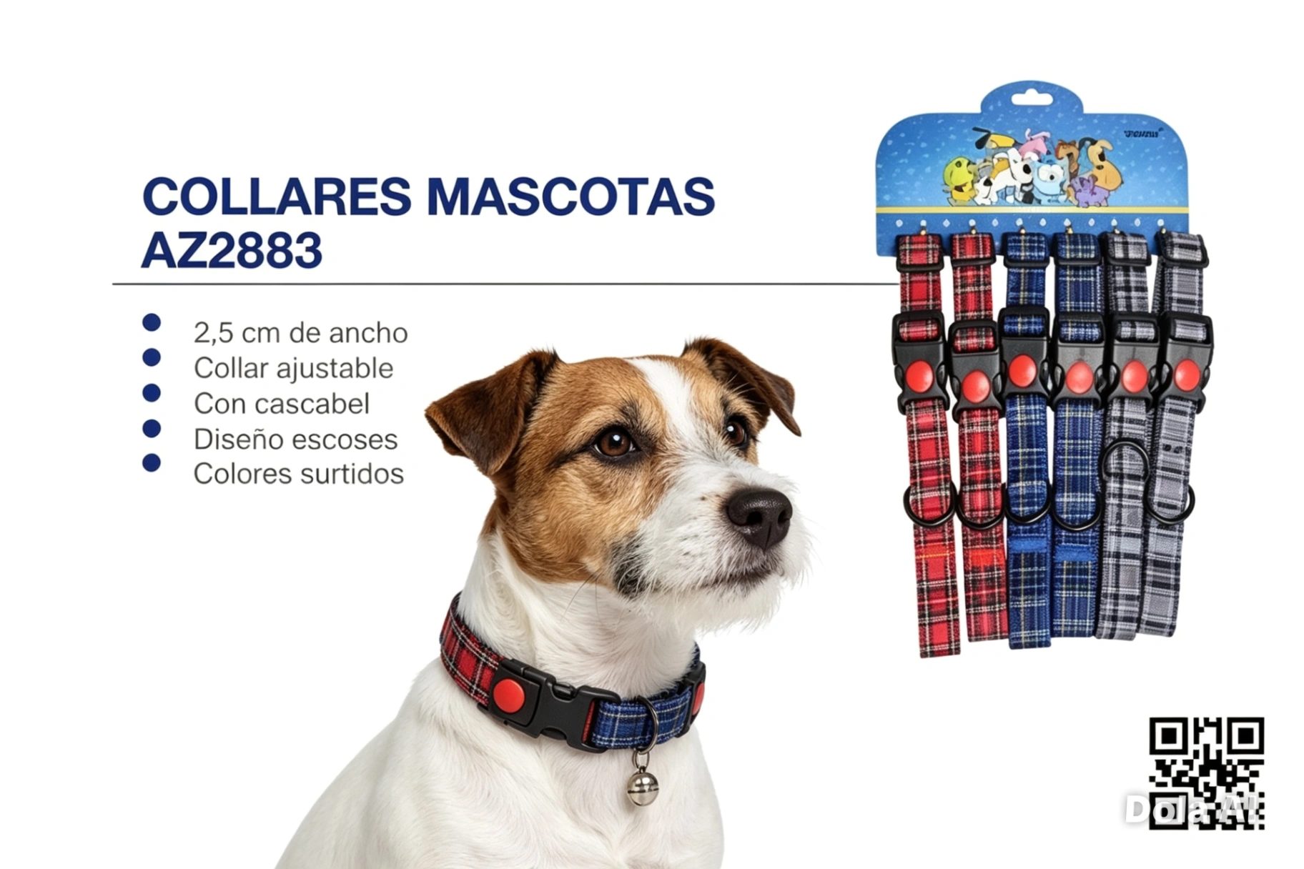 COLLAR CON BOTON DE SEGURIDAD DISEÑO estilo cuadros gde