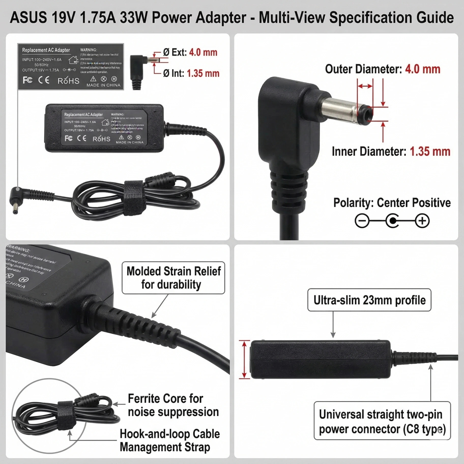 CARGADOR PORTATIL ASUS 19V A 2.37 AMP PUNTA FINA