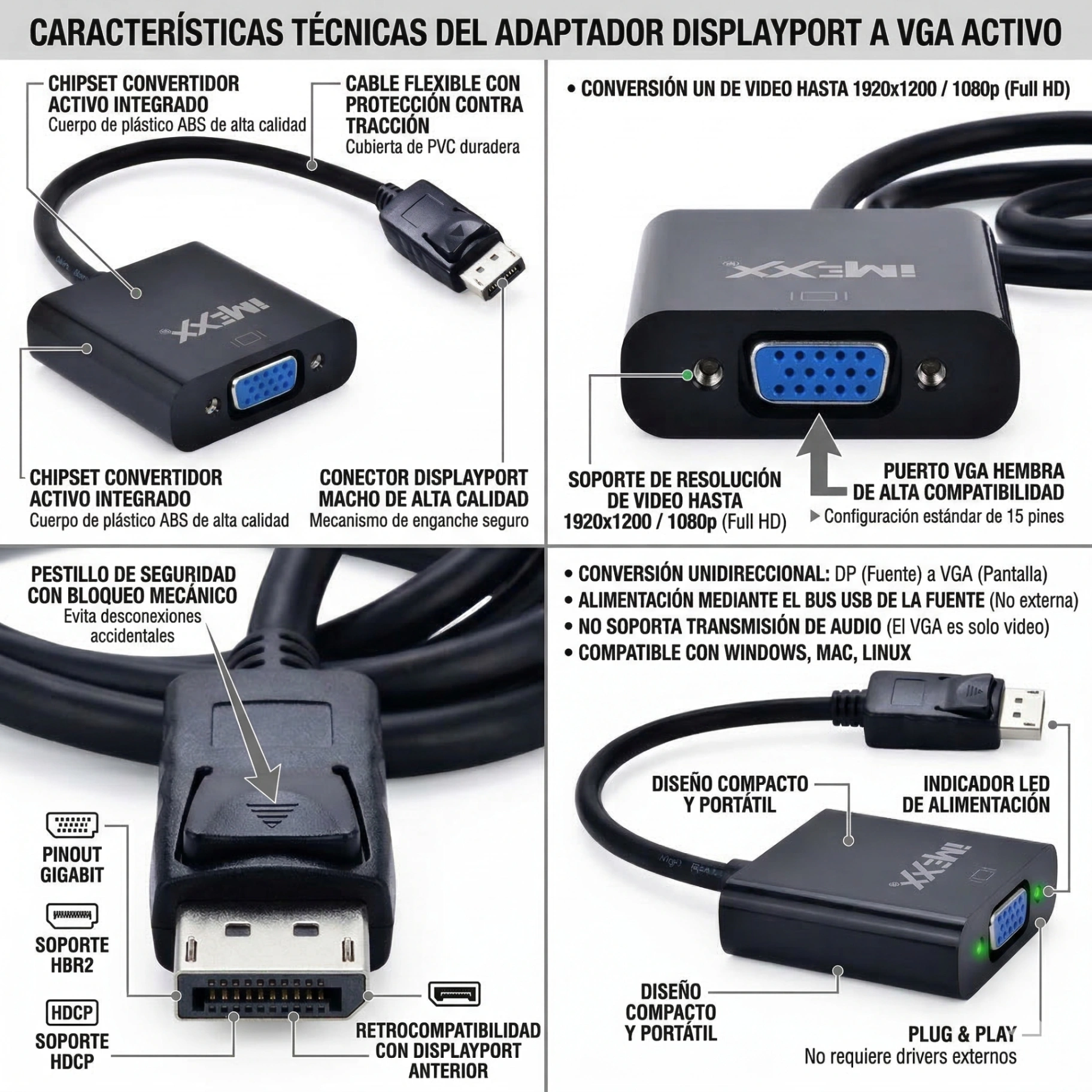 CONERTIDOR DE DISPLAYPORT AVGA
