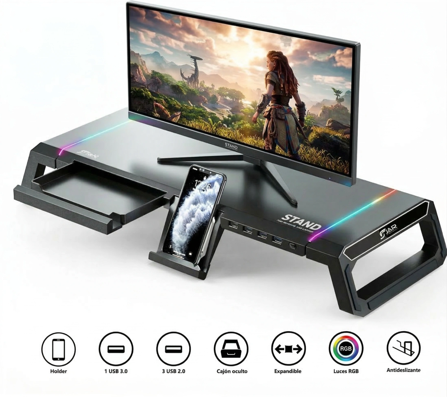 BASE GAMER RGB PORTATIL MONITOR JY R 016