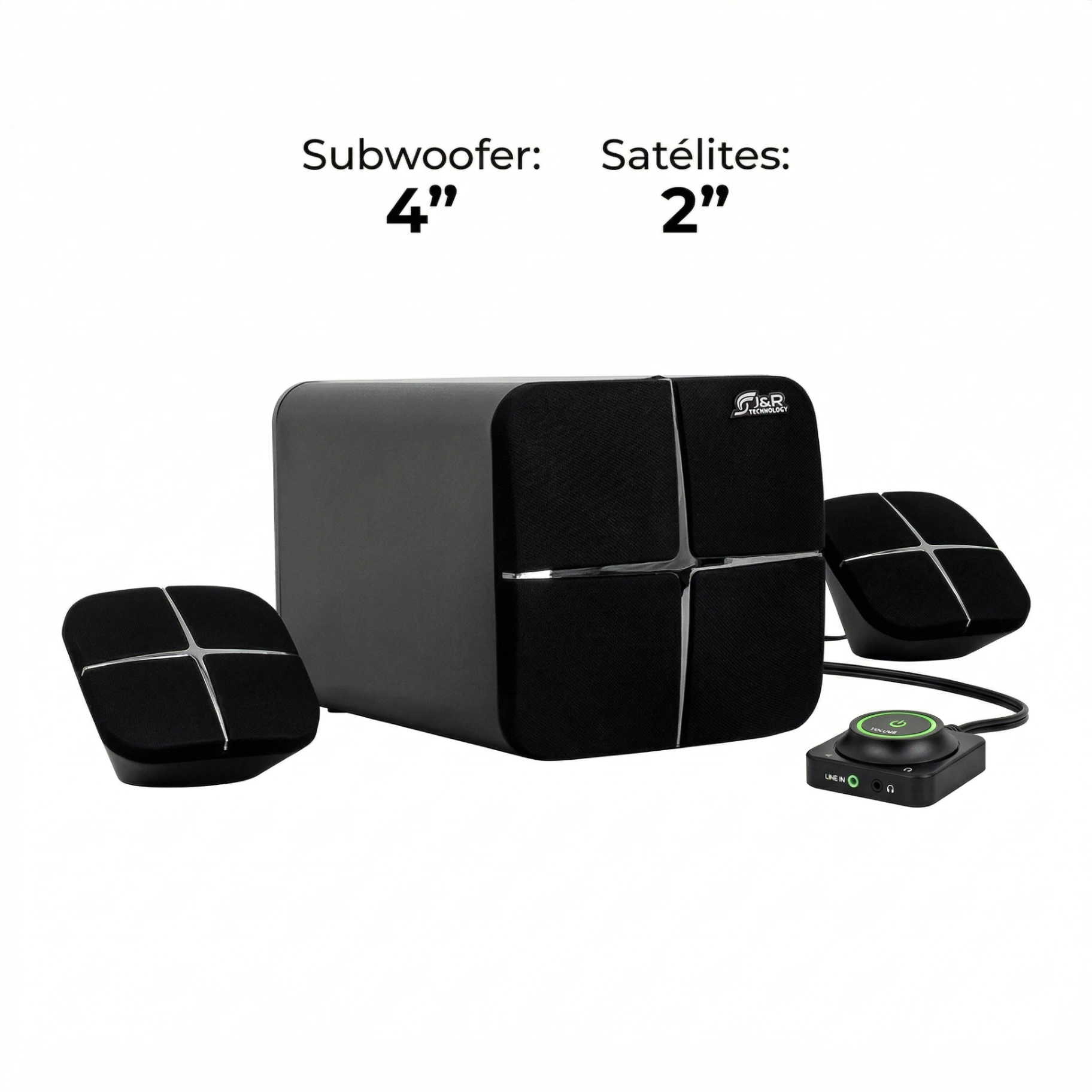 SUBWOOFER SONIDO AUDIO 2.1 HIBRIDO NEGRO J5286