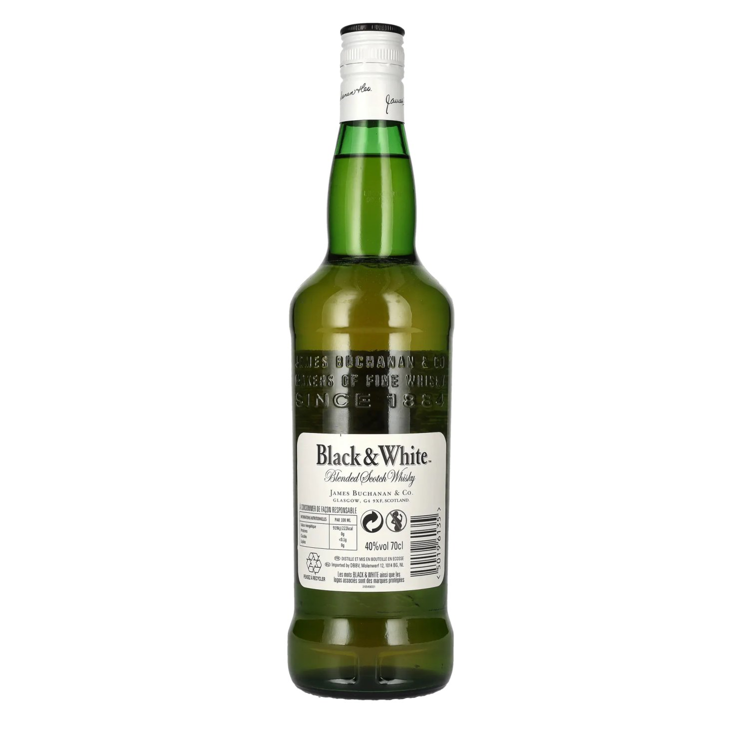 ins. Whisky Black and White botella
