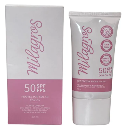 Protector solar facial con color Milagros