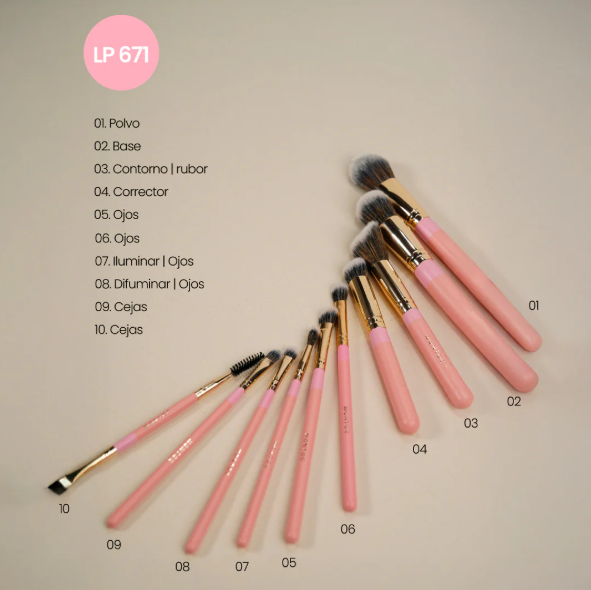 Kit de brochas Fluffy x 10 piezas Montoc