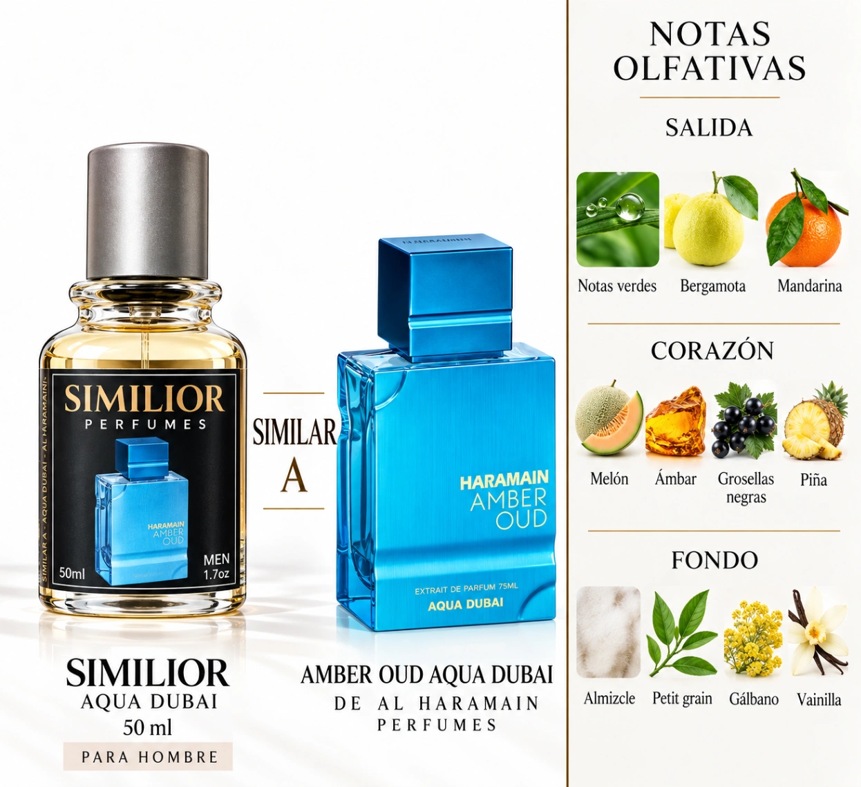Amber Oud Aqua Dubai Al Haramain Perfumes para Hombres y Mujeres