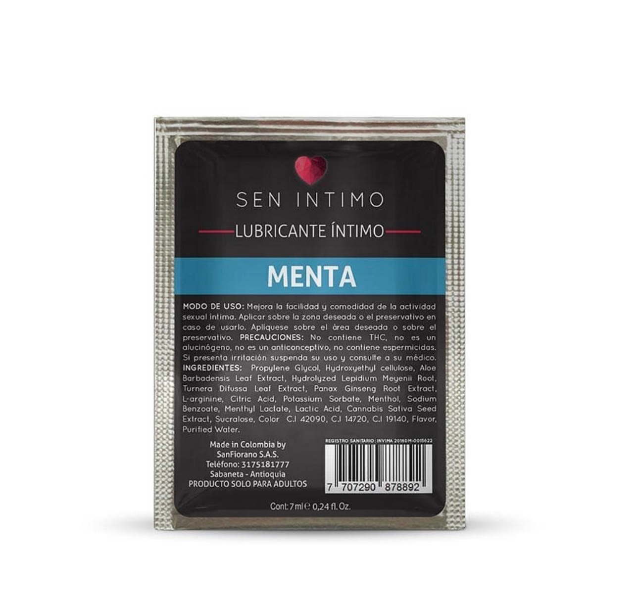 Sachet Lubricante Íntimo Menta