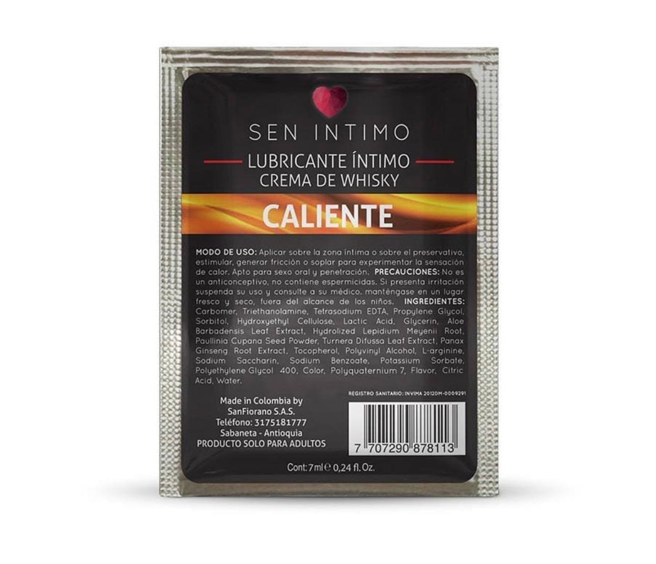 Sachet Lubricante Sen Crema De Whisky