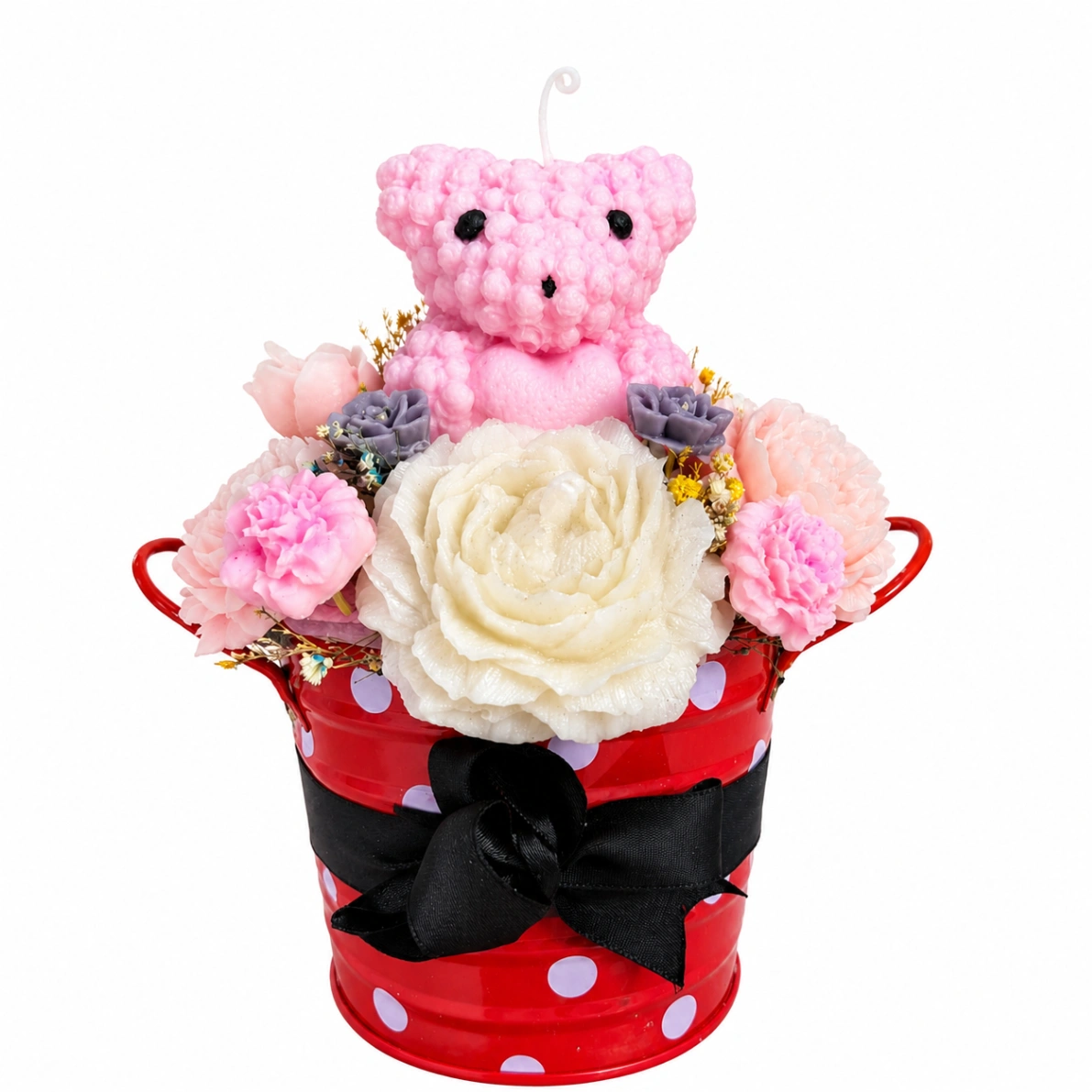 Bouquet candle bear