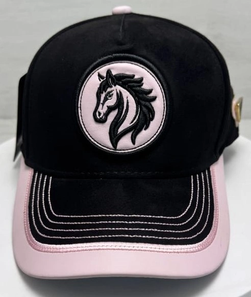 GORRA AGROPECUARIA GAMUZA CABALLO NEGRO - ROSADO
