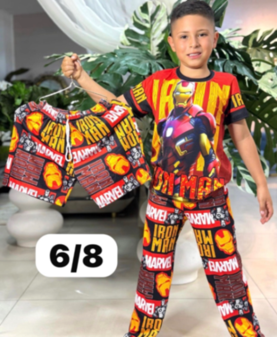 Pijama niño 3 piezas iroman rojo
