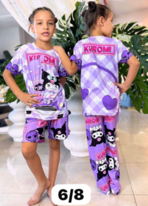 Pijama niña 3 piezas kuromi carro