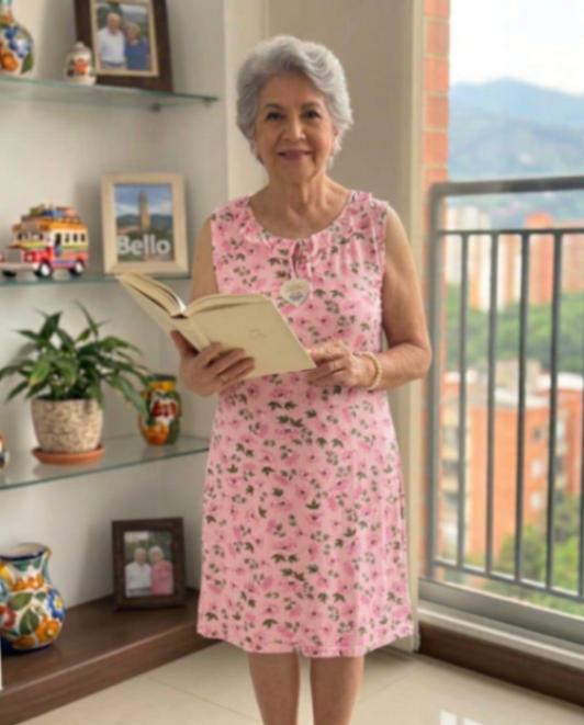 Pijama mamá rosas rosada sin manga