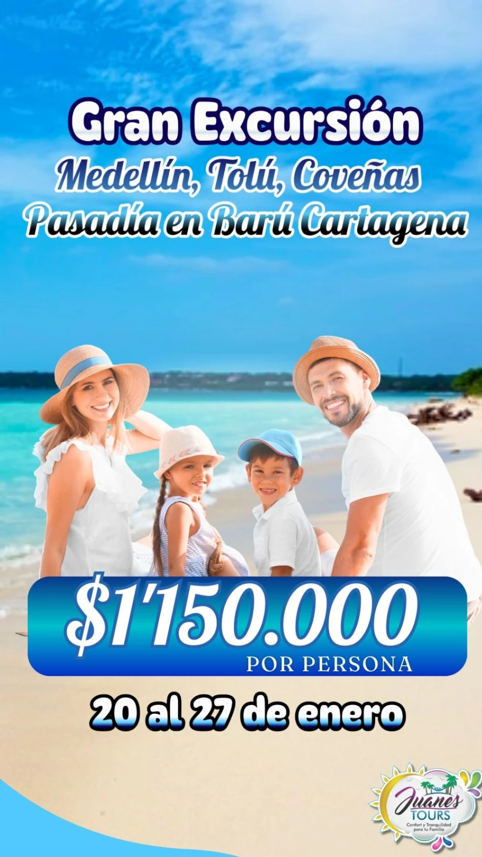 GRAN EXCURSIÓN: MEDELLÍN TOLÚ COVEÑAS Y PASADÍA EN BARÚ CARTAGENA