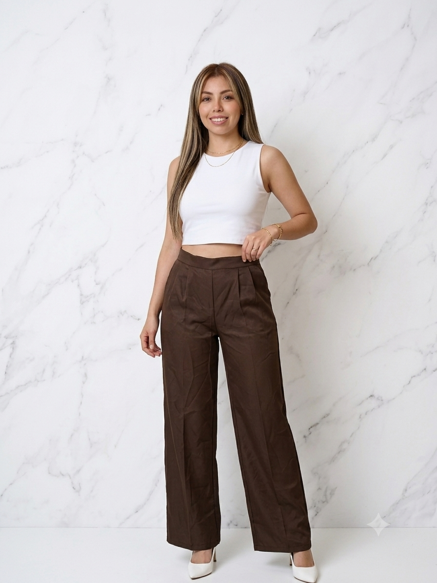 Nuevo-talla 8 pantalon café elegante