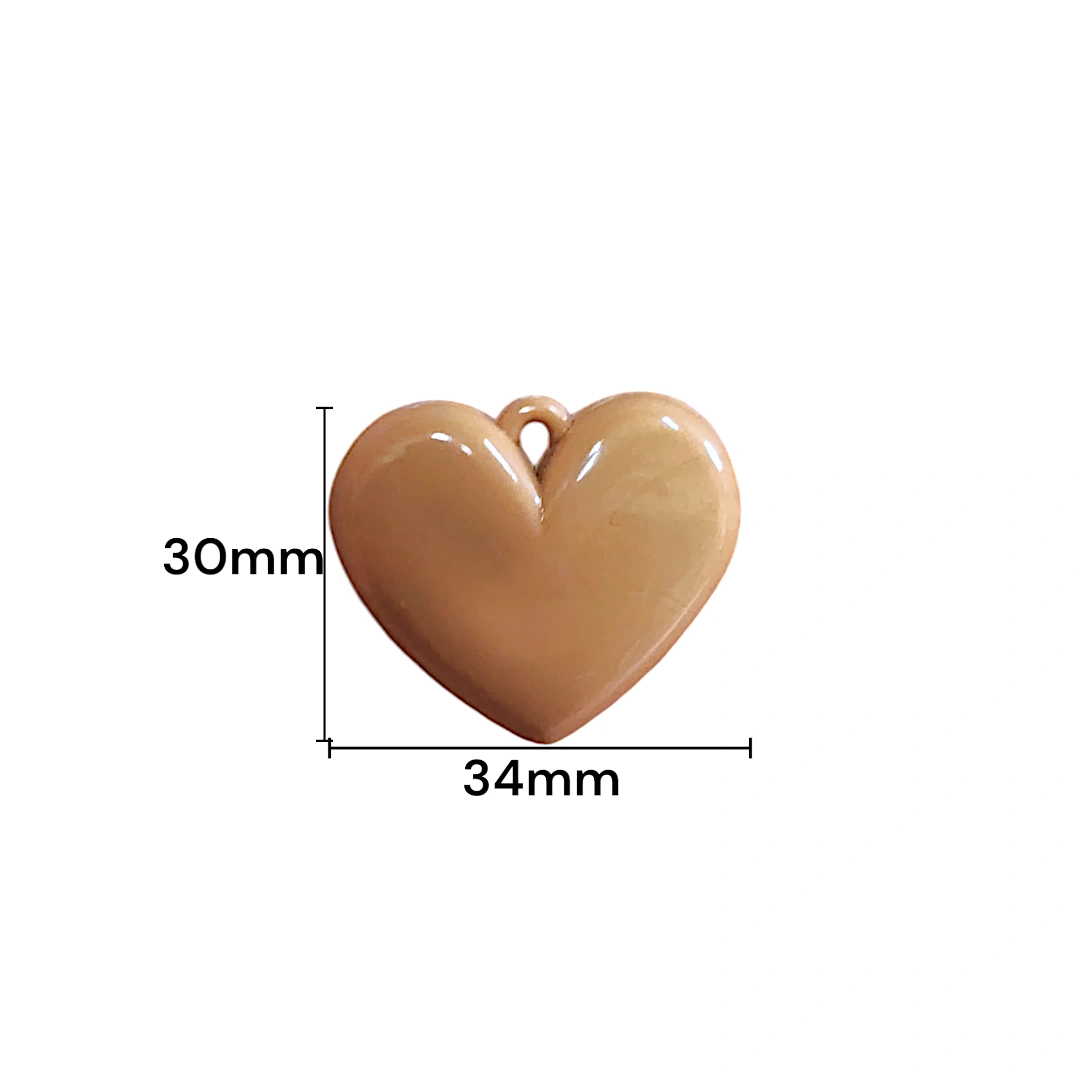 DIJE CORAZON ACRILICO CAFE MIEL  30X34MM
