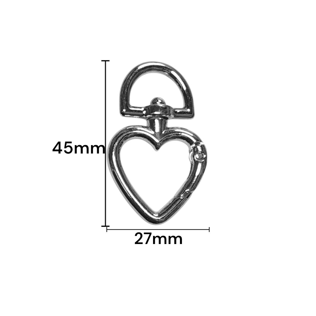 HERRAJE MOSQUETON CORAZON NIQUEL 45X27MM