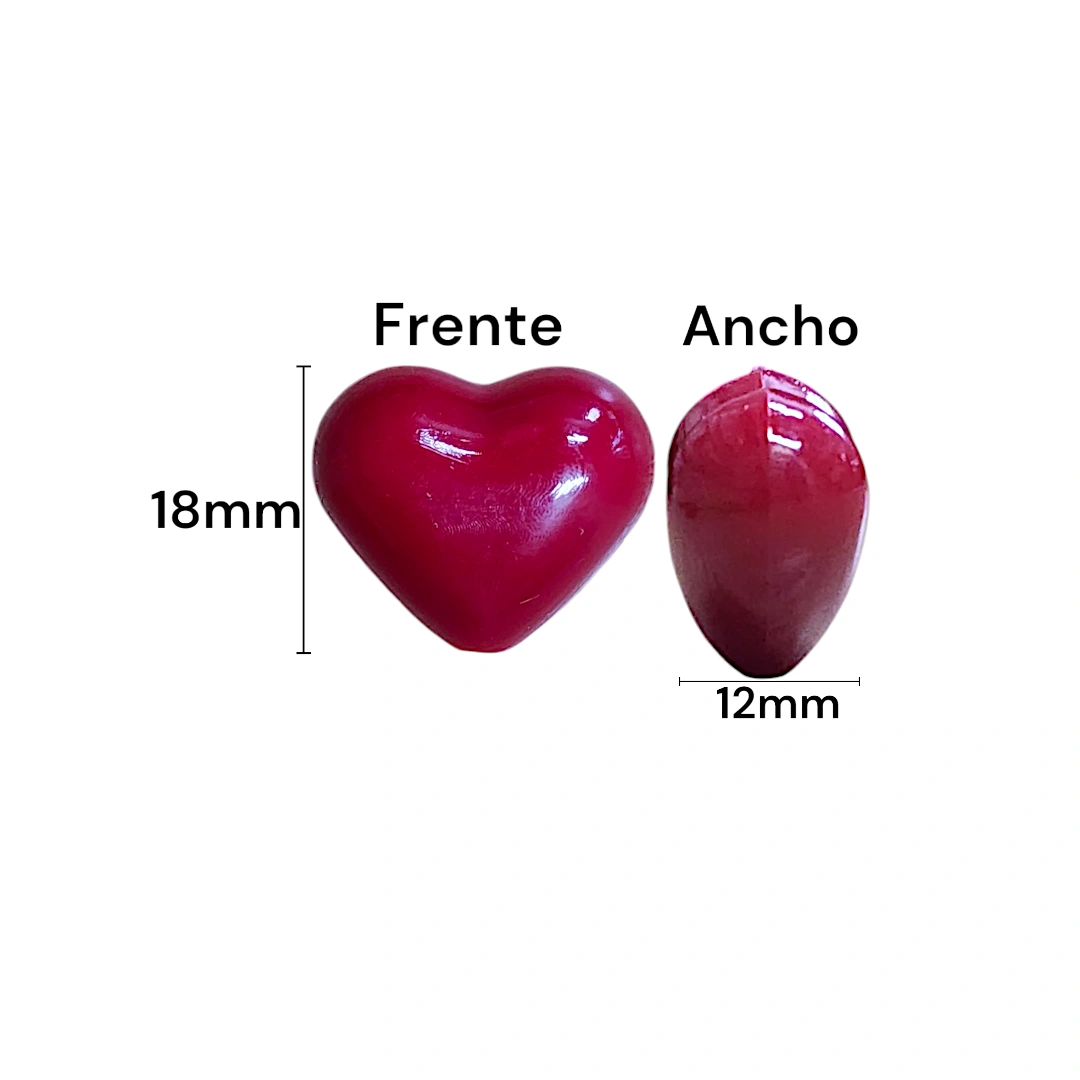 ACRILICO CORAZON PASANTE 18X12MM VINOTINTO