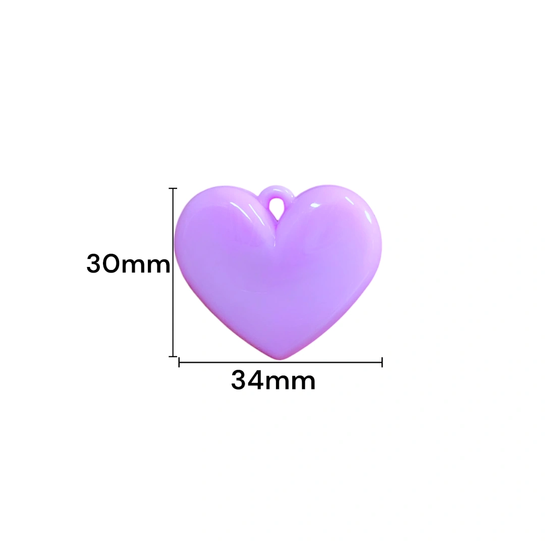 DIJE CORAZON ACRILICO LILA 30X34MM